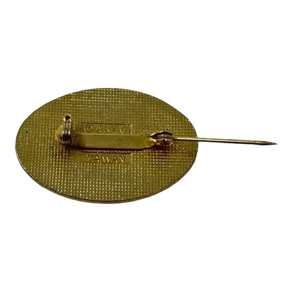 Vintage Pin Brooch Signed AGC White Lilly Pink Blue Cloisonne Enamel Flower - Picture 4 of 8